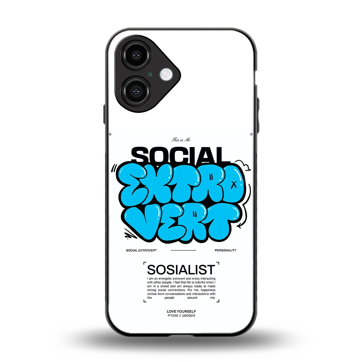 Social Extrovert back phone cover | glass case for iphone 16