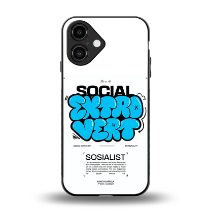 Social Extrovert back phone cover | glass case for iphone 16