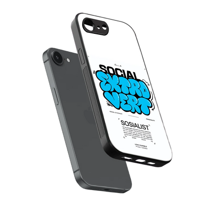Social Extrovert sleek iphone 17e cover with tempered glass back and TPU edges