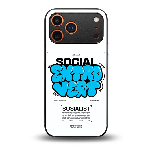 Social Extrovert back phone cover | glass case for iphone 17 pro