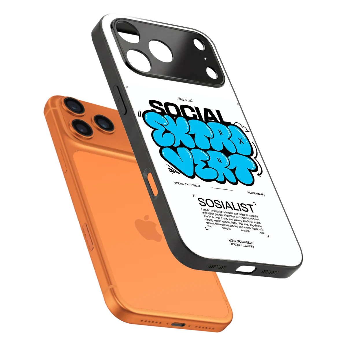 Social Extrovert sleek iphone 17 pro max cover with tempered glass back and TPU edges