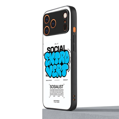 Social Extrovert iphone 17 pro max mobile cover | shockproof glass phone case