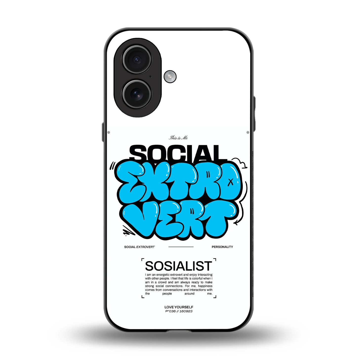 Social Extrovert back phone cover | glass case for iphone 17