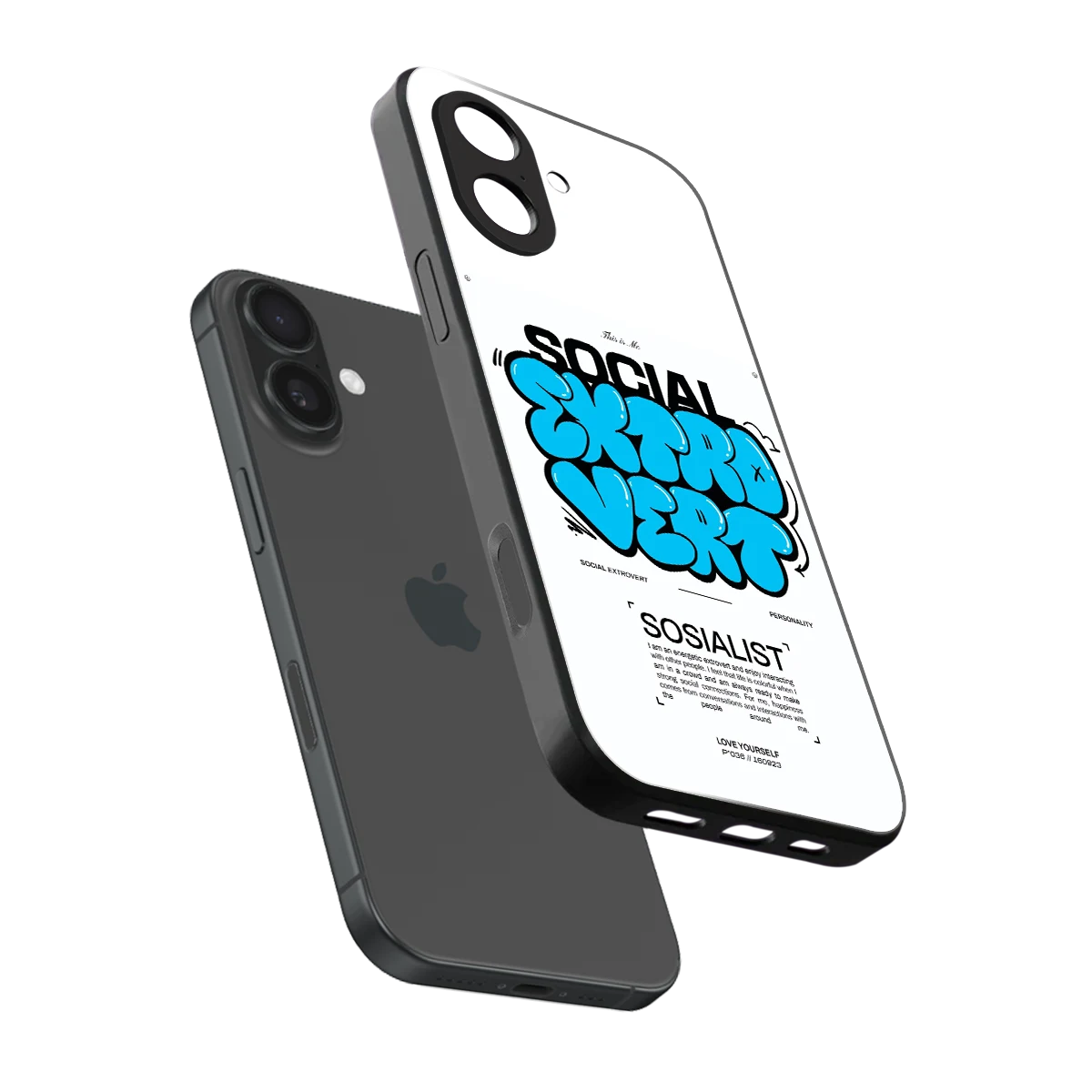 Social Extrovert sleek iphone 17 cover with tempered glass back and TPU edges