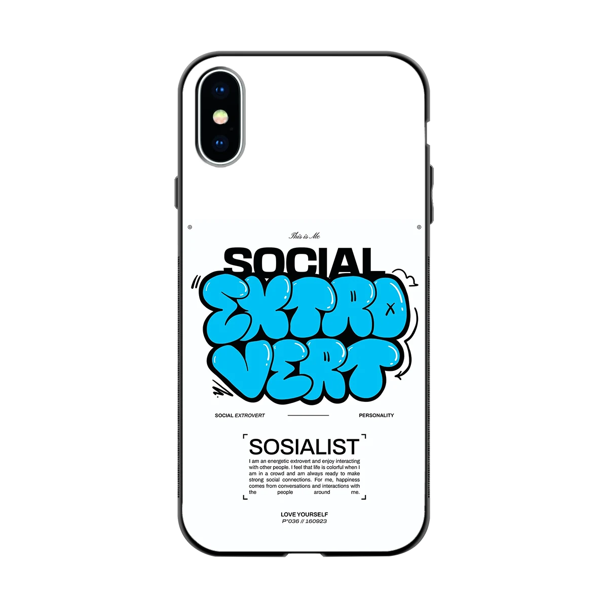 Social Extrovert back phone cover | glass case for iphone xs