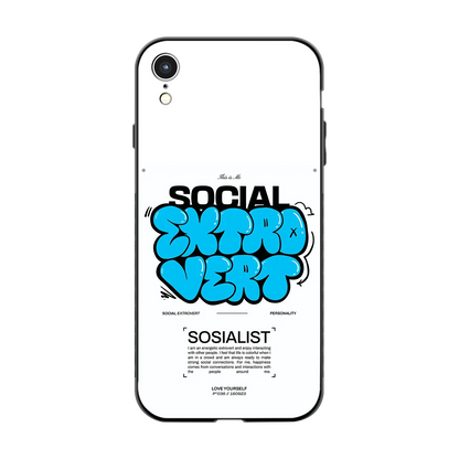 Social Extrovert back phone cover | glass case for iphone xr