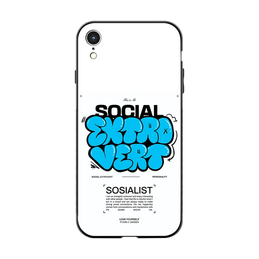 Social Extrovert back phone cover | glass case for iphone xr