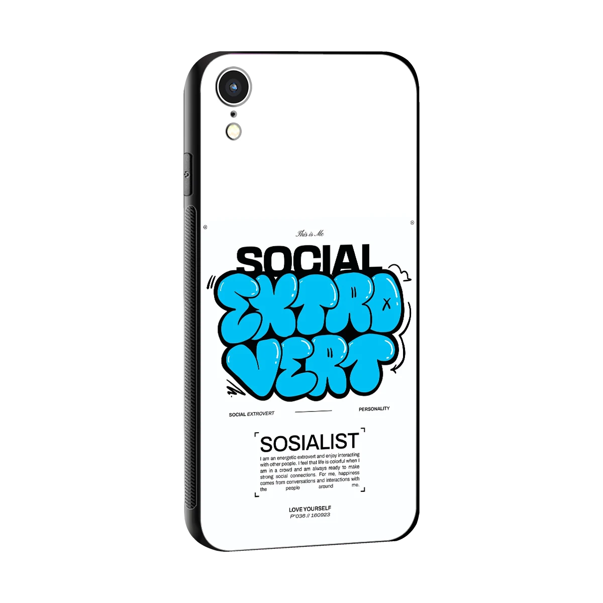 Social Extrovert sleek iphone xr cover with tempered glass back and TPU edges