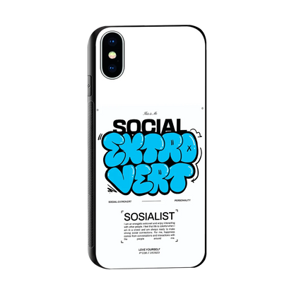 Social Extrovert sleek iphone xs cover with tempered glass back and TPU edges