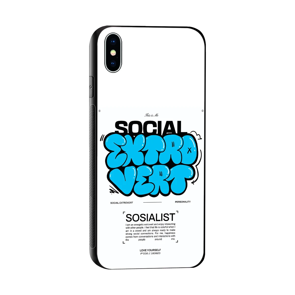 Social Extrovert sleek iphone xs max cover with tempered glass back and TPU edges