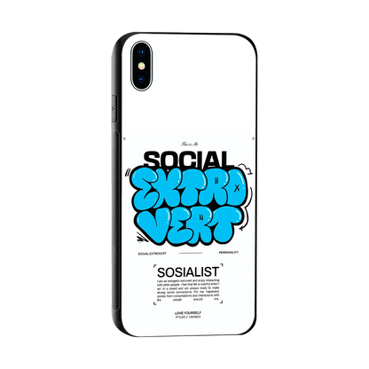 Social Extrovert sleek iphone xs max cover with tempered glass back and TPU edges