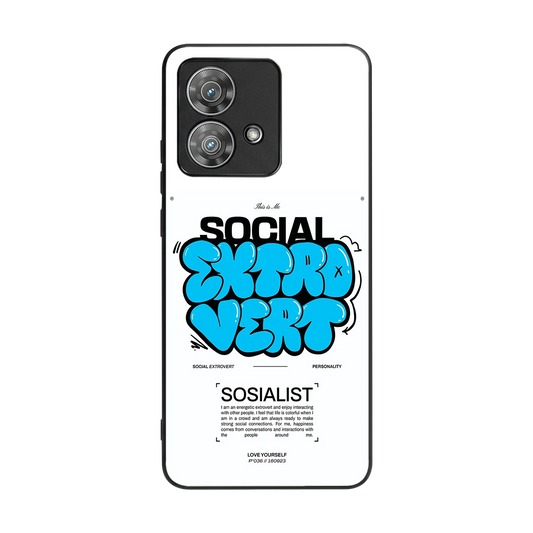 Social Extrovert back phone cover | glass case for motorola edge 40 neo 5g