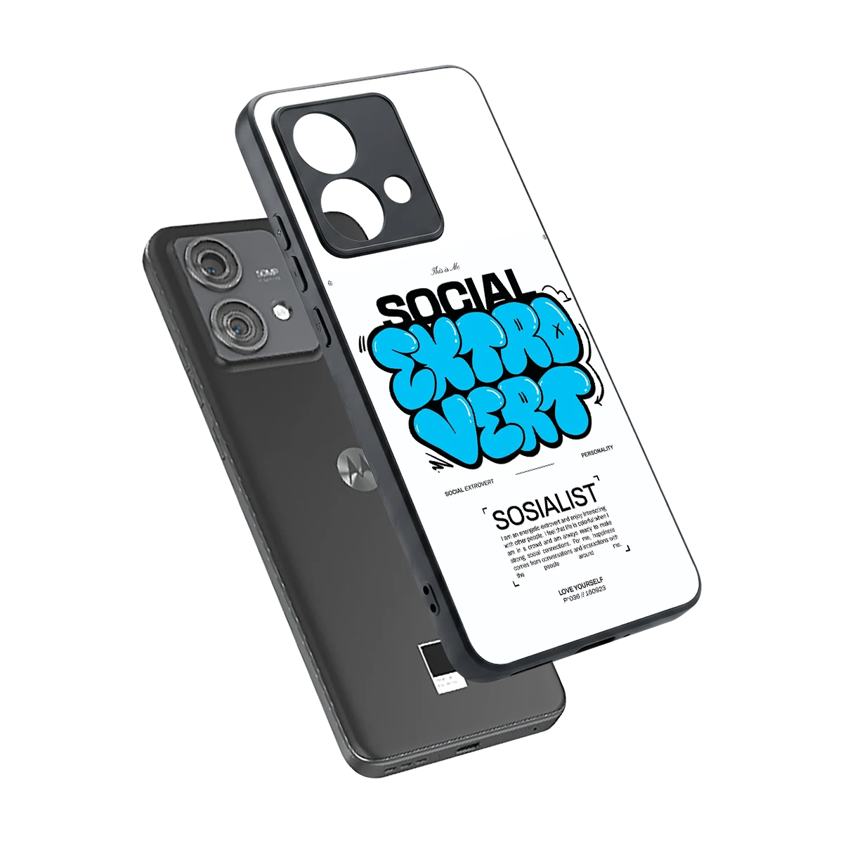 Social Extrovert sleek motorola edge 40 neo 5g cover with tempered glass back and TPU edges