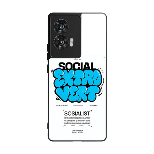 Social Extrovert back phone cover | glass case for motorola edge 50 fusion