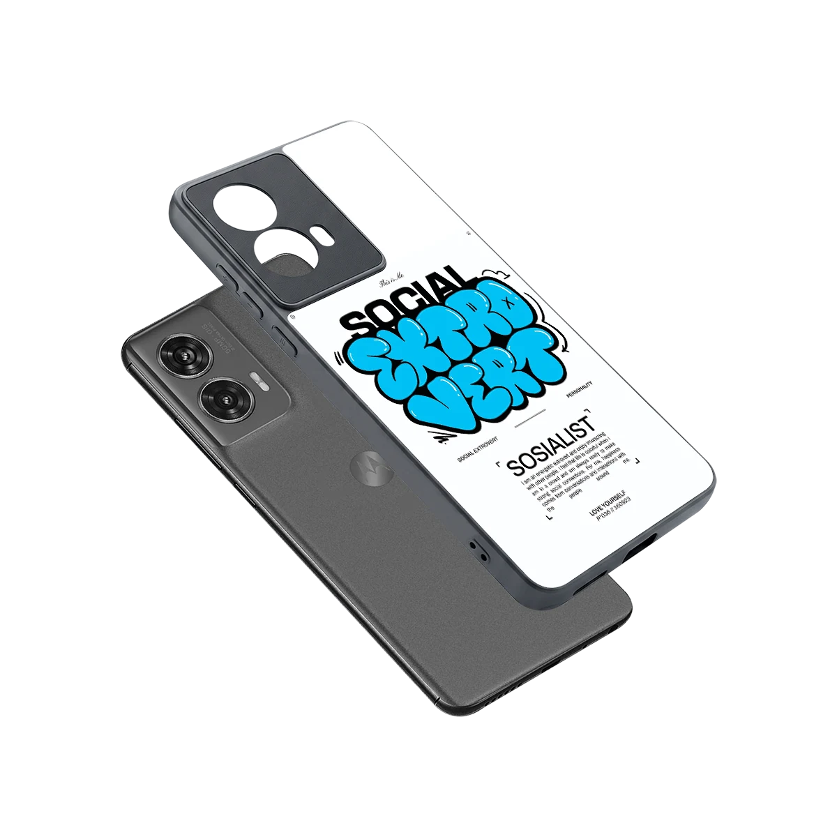 Social Extrovert sleek motorola edge 50 fusion cover with tempered glass back and TPU edges