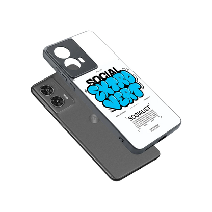 Social Extrovert sleek motorola edge 50 fusion cover with tempered glass back and TPU edges