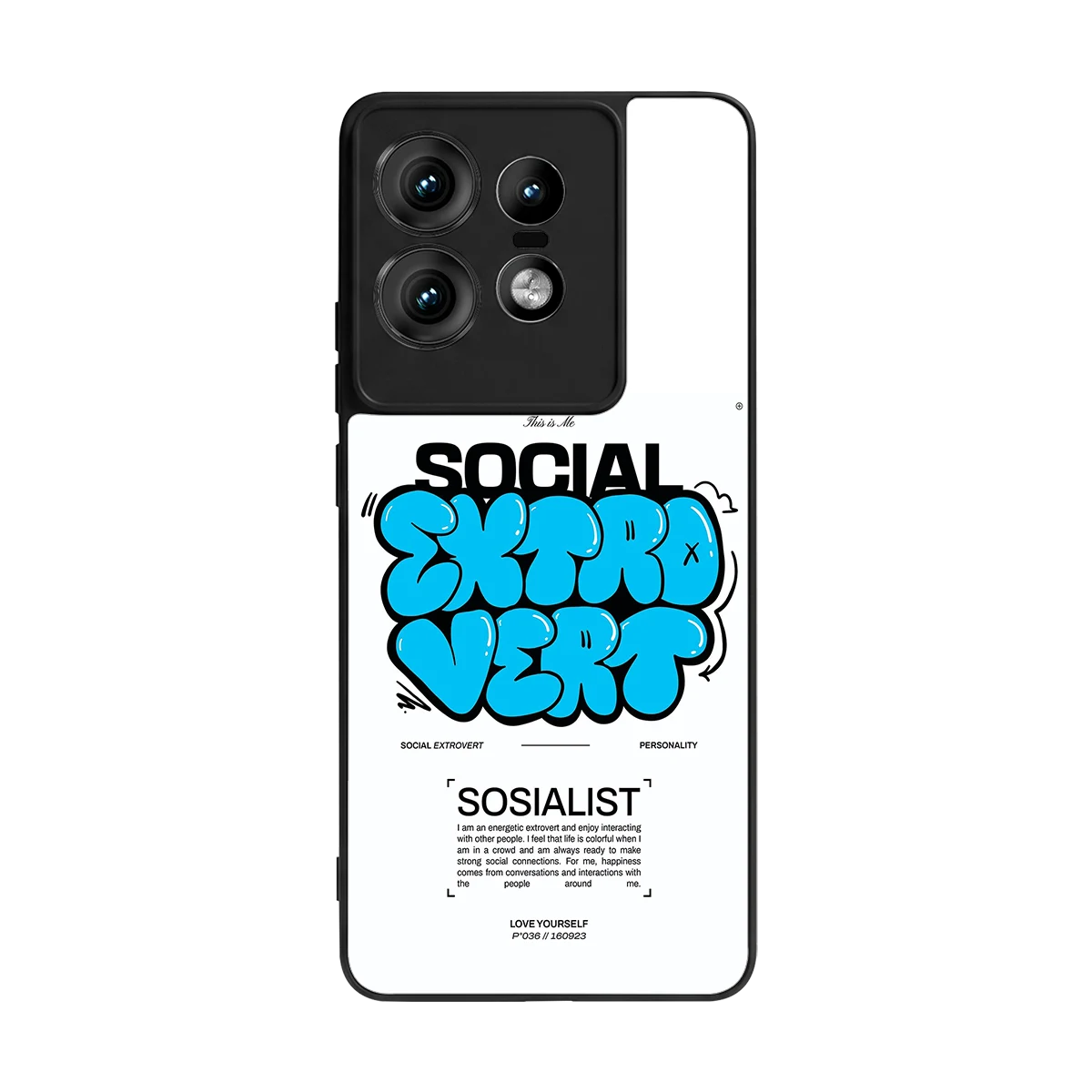 Social Extrovert back phone cover | glass case for motorola edge 50 pro