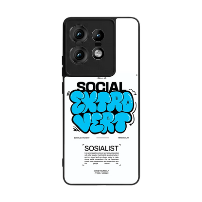 Social Extrovert back phone cover | glass case for motorola edge 50 pro