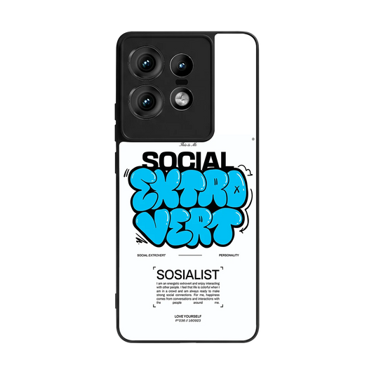 Social Extrovert back phone cover | glass case for motorola edge 50 pro