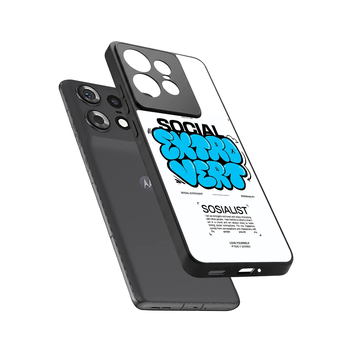 Social Extrovert sleek motorola edge 50 pro cover with tempered glass back and TPU edges