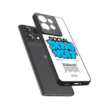 Social Extrovert sleek motorola edge 50 pro cover with tempered glass back and TPU edges