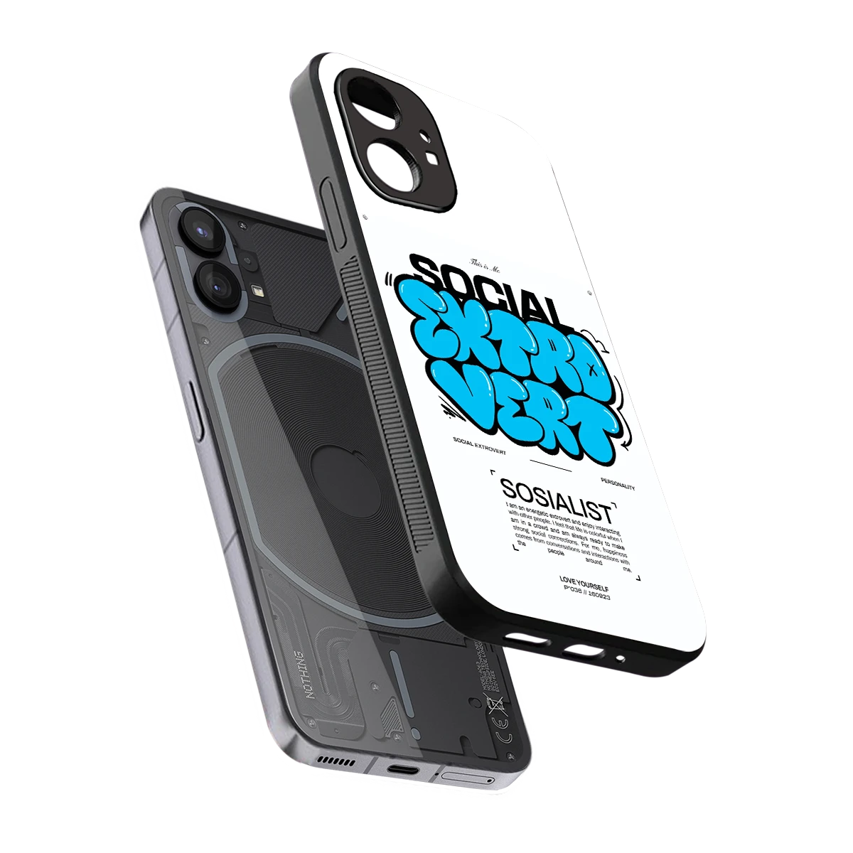 Social Extrovert sleek nothing phone 1 cover with tempered glass back and TPU edges