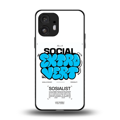 Social Extrovert back phone cover | glass case for nothing phone 2