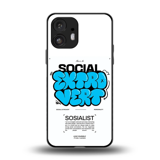 Social Extrovert back phone cover | glass case for nothing phone 2