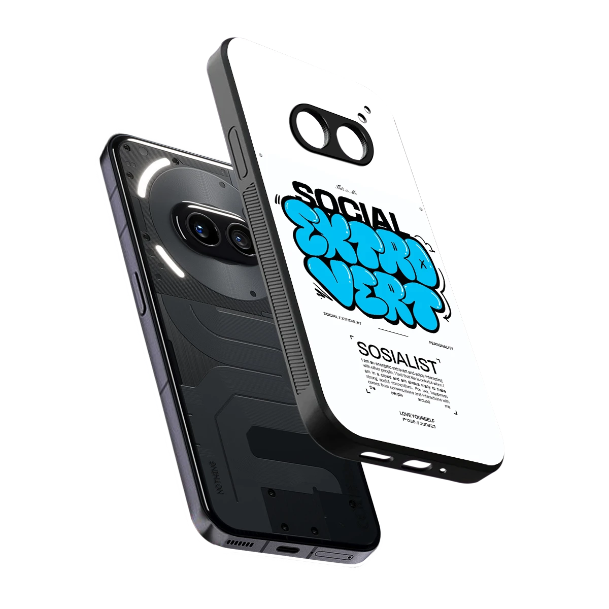 Social Extrovert sleek nothing phone 2a cover with tempered glass back and TPU edges