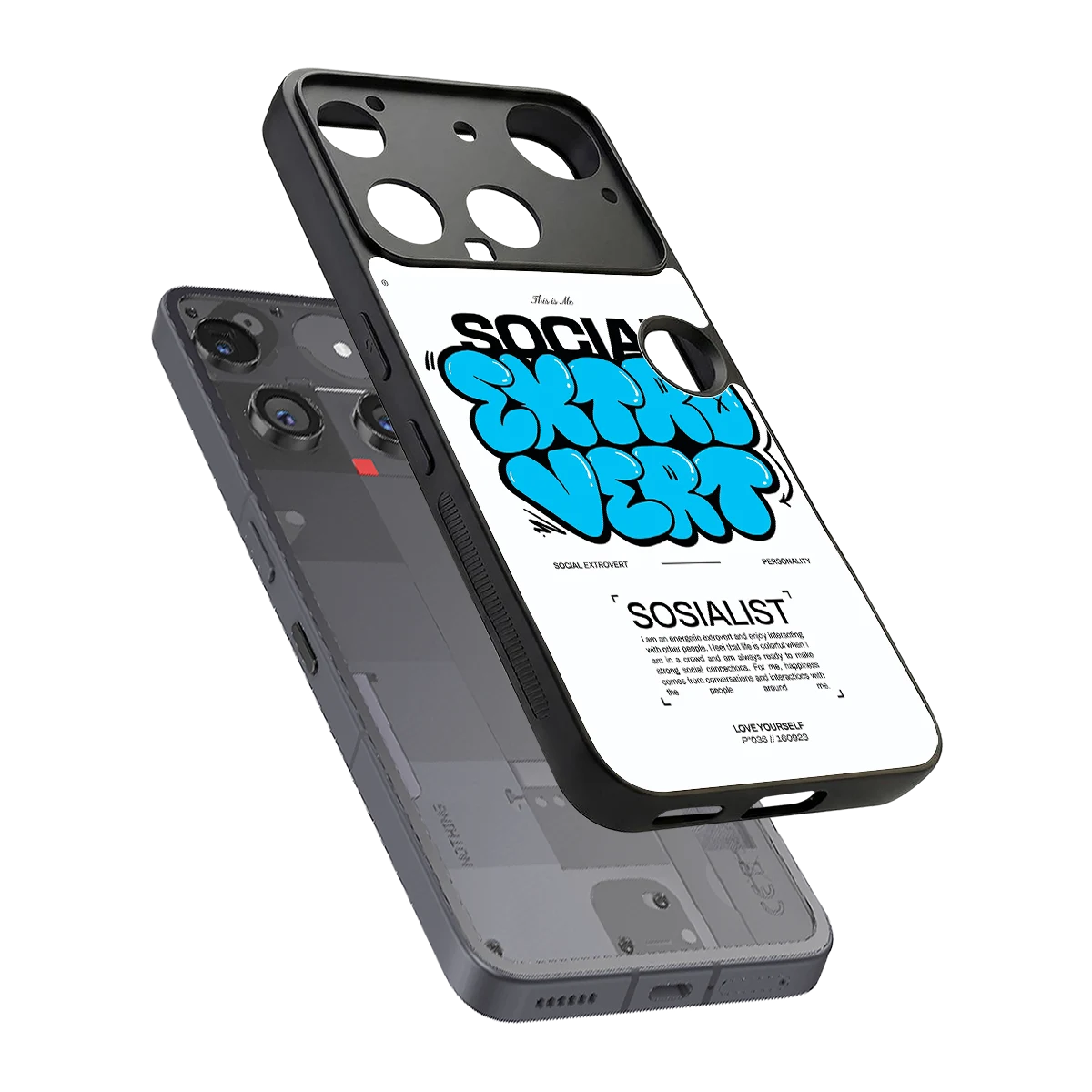 Social Extrovert sleek nothing phone 3 cover with tempered glass back and TPU edges