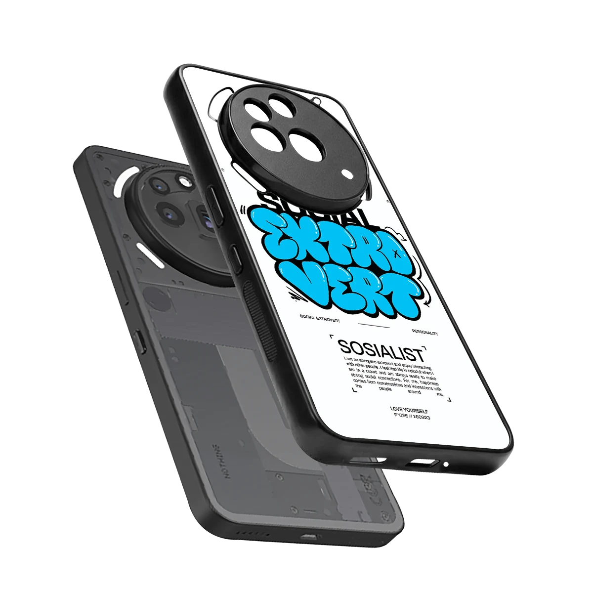 Social Extrovert sleek nothing phone 3a pro cover with tempered glass back and TPU edges