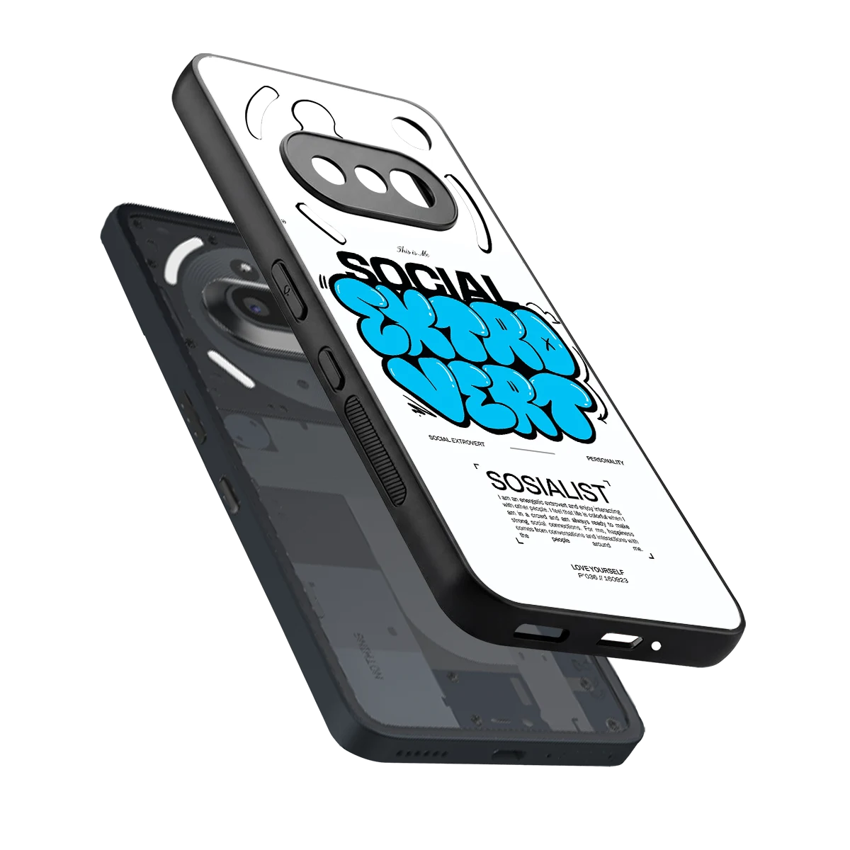 Social Extrovert sleek nothing phone 3a cover with tempered glass back and TPU edges
