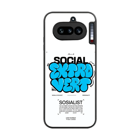 Social Extrovert back phone cover | glass case for nothing phone 4a