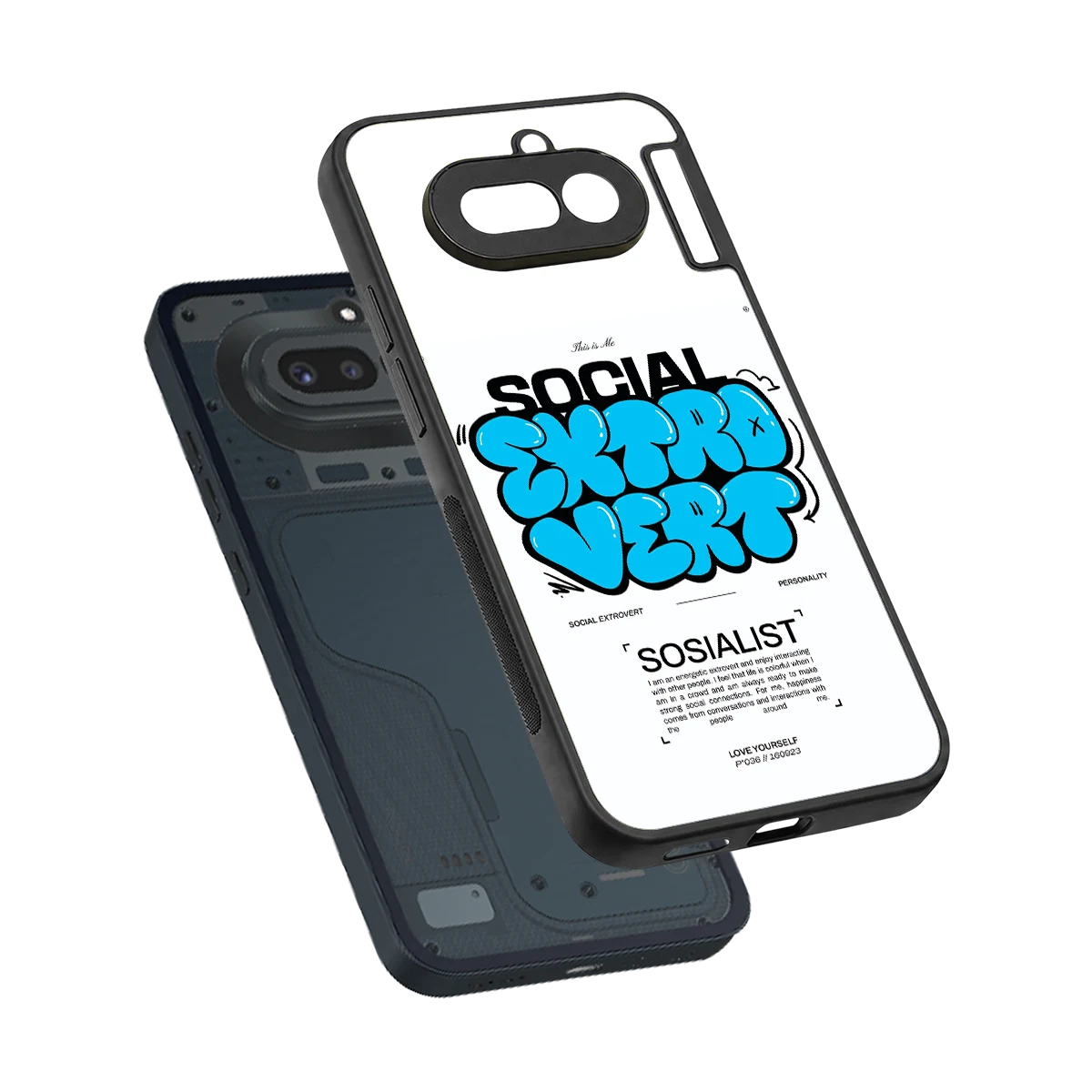 Social Extrovert sleek nothing phone 4a cover with tempered glass back and TPU edges