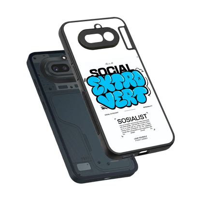 Social Extrovert sleek nothing phone 4a cover with tempered glass back and TPU edges