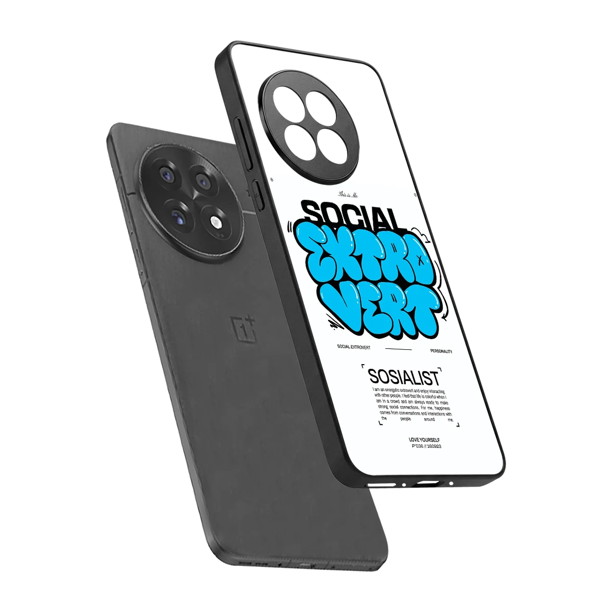 Social Extrovert sleek oneplus 13r cover with tempered glass back and TPU edges