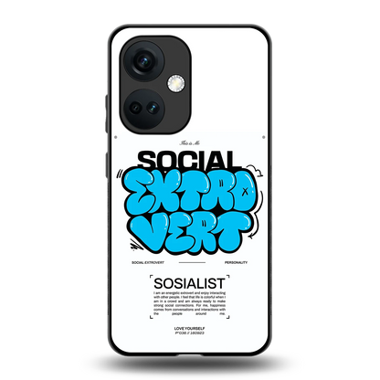 Social Extrovert back phone cover | glass case for oneplus nord ce 3