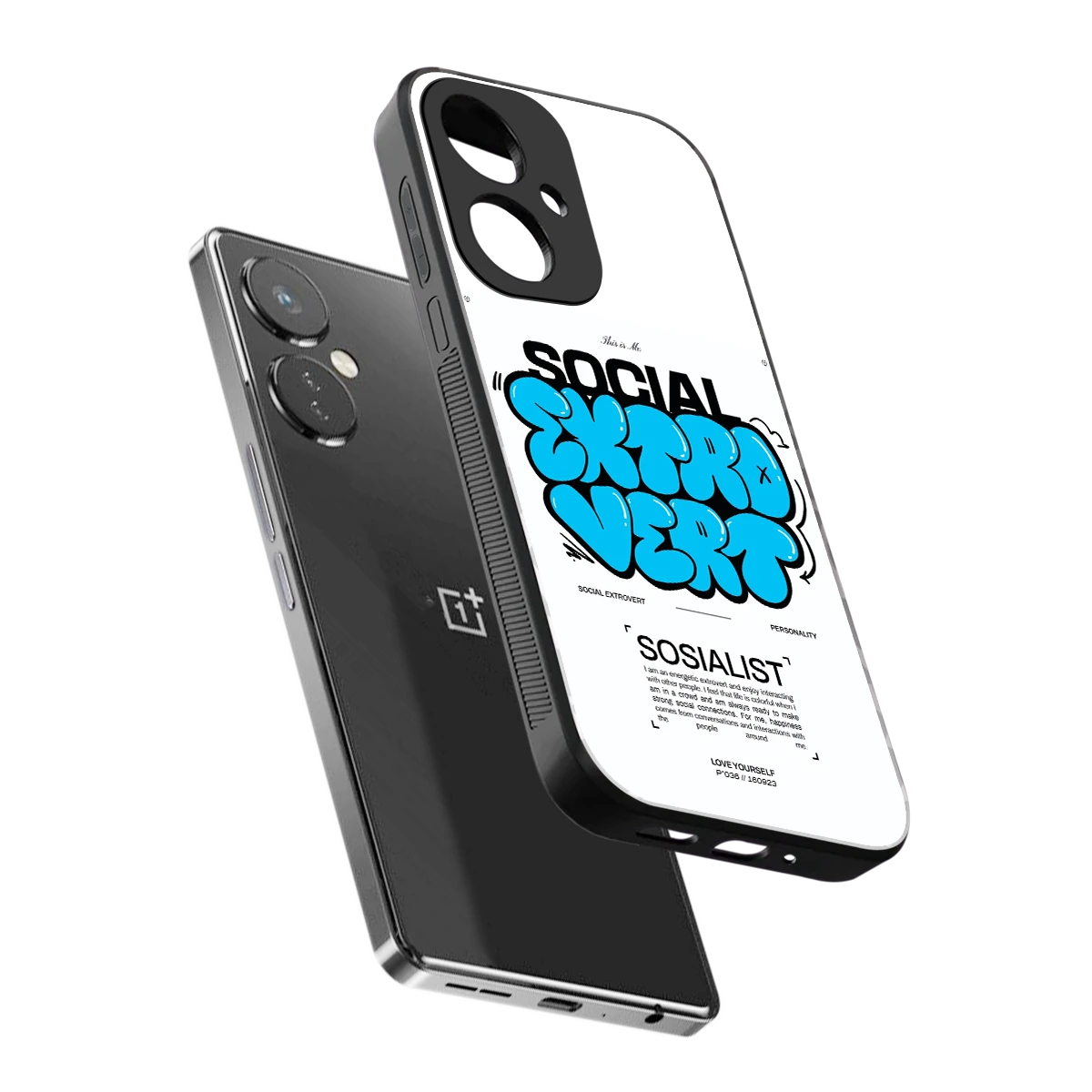 Social Extrovert sleek oneplus nord ce 3 cover with tempered glass back and TPU edges