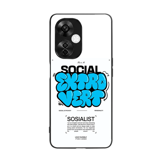 Social Extrovert back phone cover | glass case for oneplus nord ce 3 lite