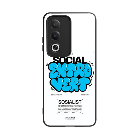 Social Extrovert back phone cover | glass case for oppo a3 pro
