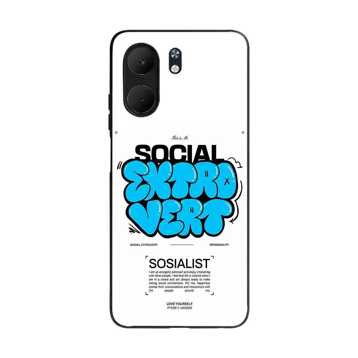 Social Extrovert back phone cover | glass case for oppo a5x 5g