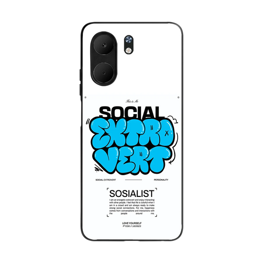 Social Extrovert back phone cover | glass case for oppo a5x 5g