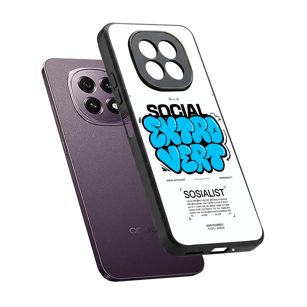 Social Extrovert sleek oppo f29 5g cover with tempered glass back and TPU edges