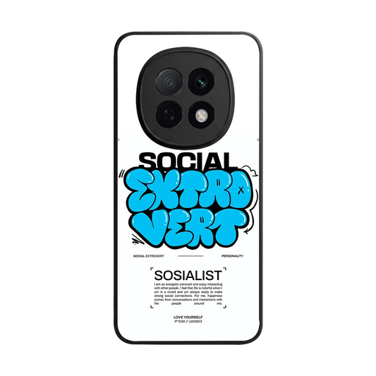 Social Extrovert back phone cover | glass case for oppo f29 pro 5g
