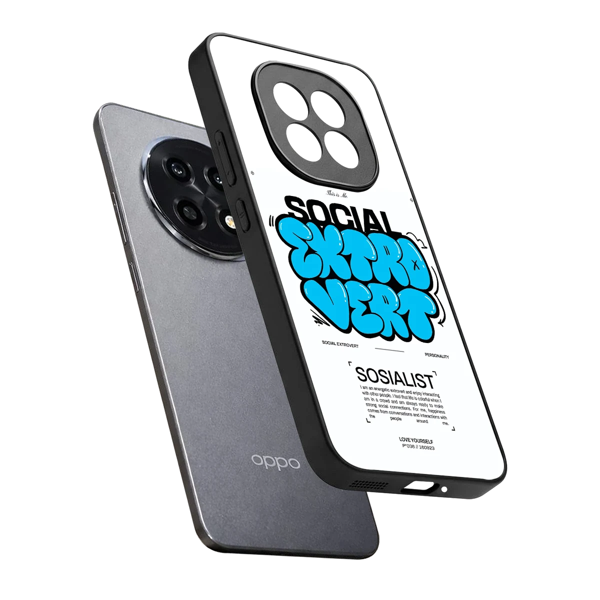 Social Extrovert sleek oppo f29 pro 5g cover with tempered glass back and TPU edges