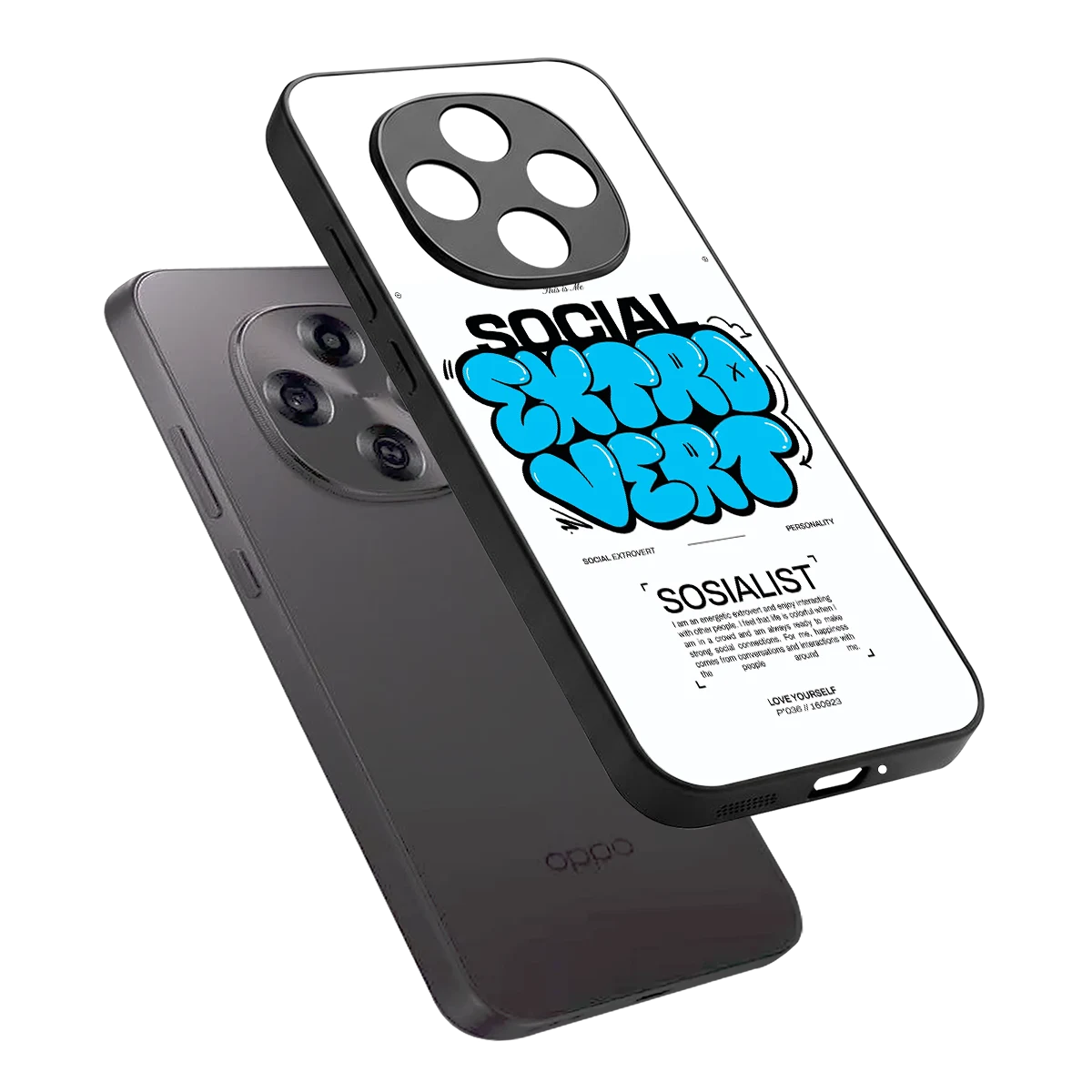 Social Extrovert sleek oppo f31 pro 5g cover with tempered glass back and TPU edges