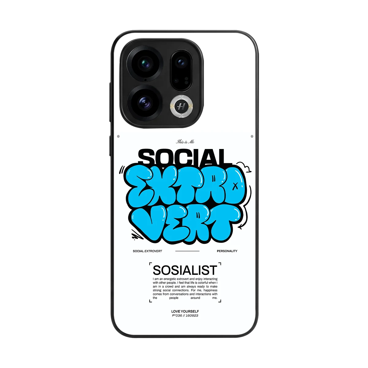 Social Extrovert back phone cover | glass case for oppo find x9