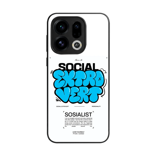 Social Extrovert back phone cover | glass case for oppo find x9