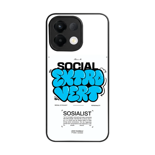 Social Extrovert back phone cover | glass case for oppo k13 5g