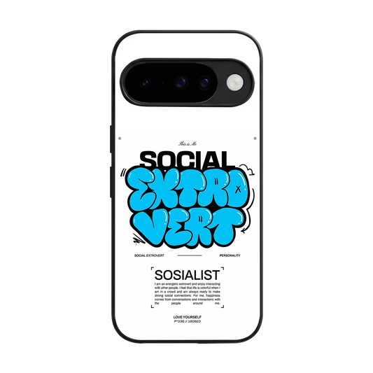 Social Extrovert back phone cover | glass case for google pixel 10